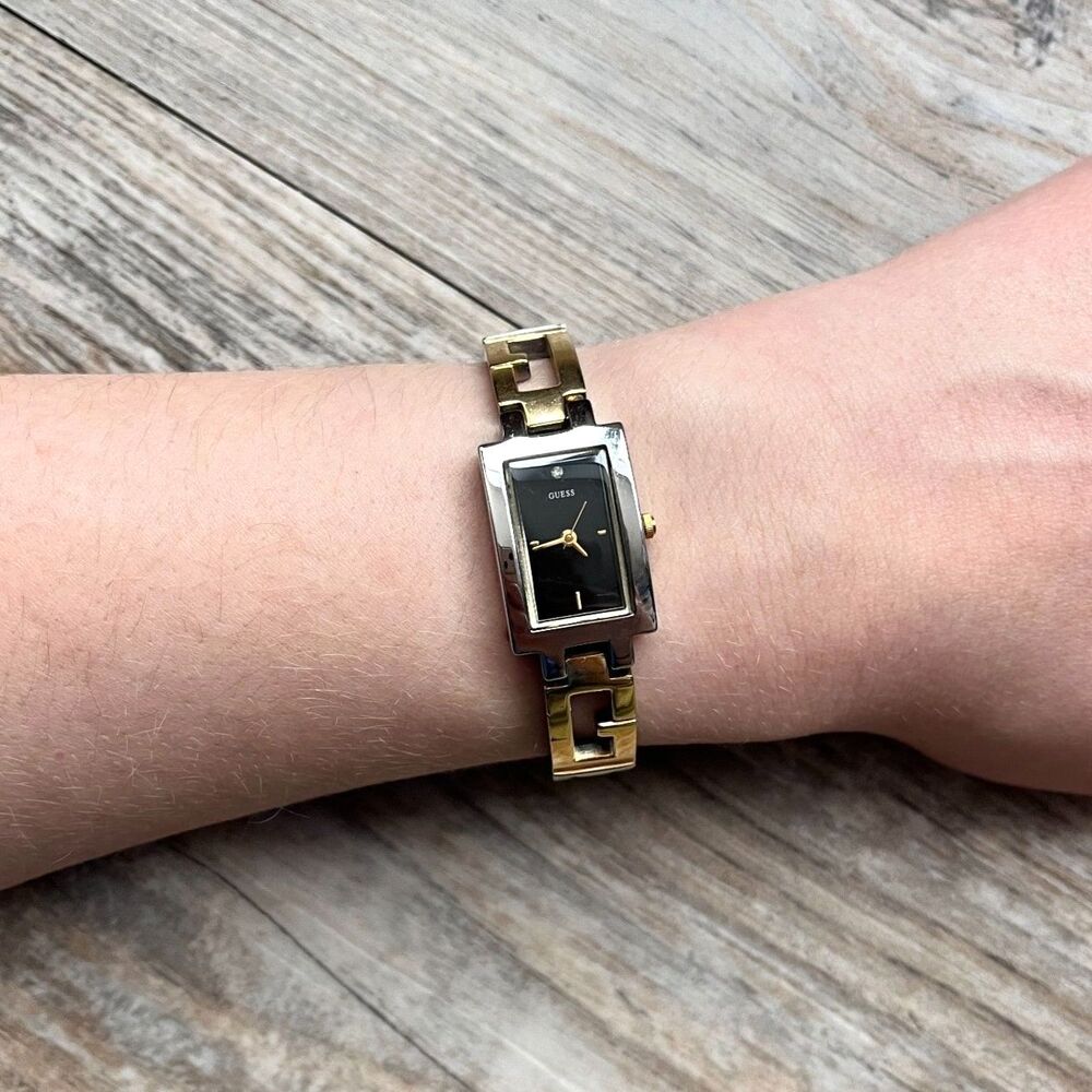 Guess Two Tone Bracelet Watch Rectangular Black D… - image 1